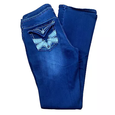 $19.97 • Buy Hydraulic Lola Curvy Bootcut Jeans Womens Size 7/8 Flap Bling Pockets