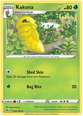 $0.99 • Buy Kakuna Uncommon Pokemon Card 002/185 Vivid Voltage