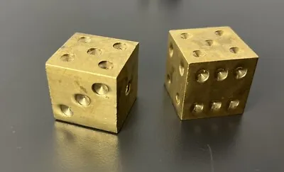 Lot Of 2 Vintage Large Solid Brass Dice Cube 1  Square • $39.99