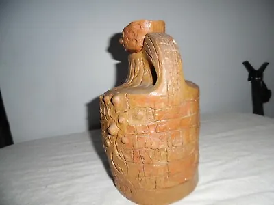 Folk Art Jug With Stopper Handle Primitive Memory Piece Pottery • $100