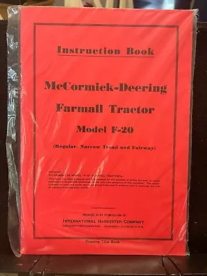 McCormick-Deering Farmall F-20 Instruction Book - Reg Narrow Tread Fairway • $14.99