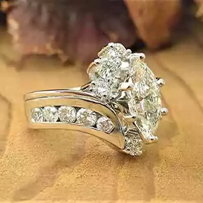 Marquise Cut Lab Created Diamond Lady's Ring In 925 Sterling Silver Engagement • $72.25