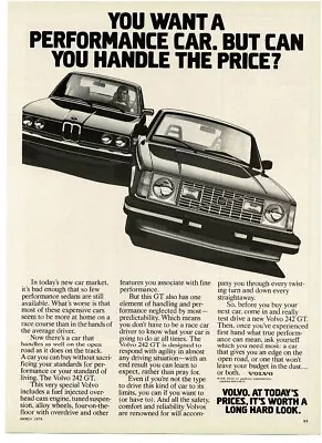 1979 VOLVO 242 GT Vintage Print Ad • $8.95