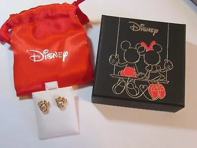 Disney Minnie Mouse 925 Yellow Sterling Silver Crystal Stud Earrings - Nib • $19.73