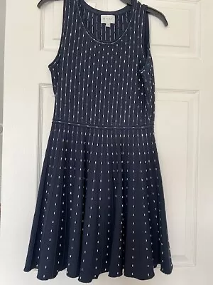 Women's Milly Blue Dot Sleeveless Stretch Knit Fit & Flare Mini Dress Size M • $26.50