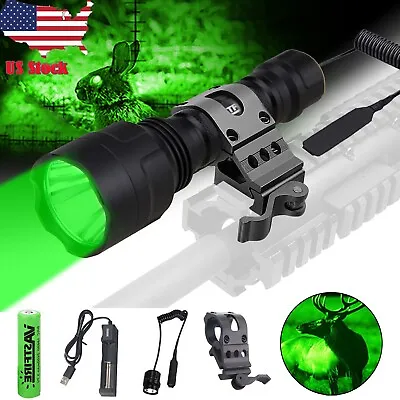 $16.99 • Buy 10000LM Green LED Flashlight Predator Hunting Light Weapon Gun Barrel Mount Hog