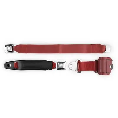 RetroBelt Bright Red Pushbutton Retractable Lap Seat Belt Bench Seat No Hardware • $59.99