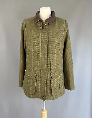 £79 • Buy Joules Fieldcoat Jacket Mr Toad Green Tweed Wool Check Country Coat UK 14
