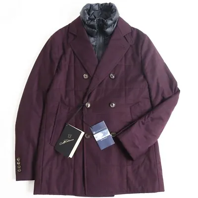 MONTECORE X Loro Piana RAIN SYSTEM Down Layered Pea Coat 44 Bordeaux Auth New • $521.04