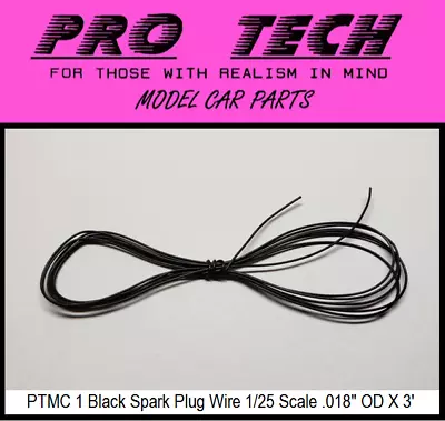 PTMC 1 Black Spark Plug Wire 1:25 Scale Search LBR Model Parts PRO TECH 4 More • $4.99