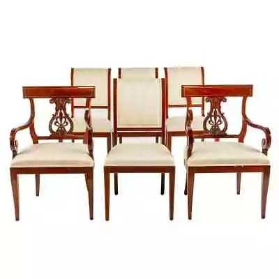 Set Of 6 KINDEL National Trust Mahogany Federal Style Dinning Chairs Silk • $2299