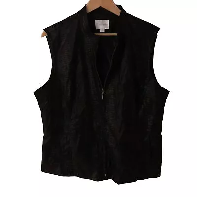 Erin London Size XL Black Reptile Textured Sleeveless Faux Soft Leather Vest • $15