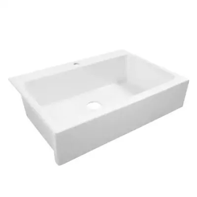 SINKOLOGY Kitchen Sink Drop-In Fireclay 33.85 In. 3-Hole Single Bowl Crisp White • $329