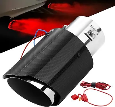 Car Universal Modified LED Luminous Muffler Tip Tail Pipe Carbon Fiber Curve NEW • $21.89