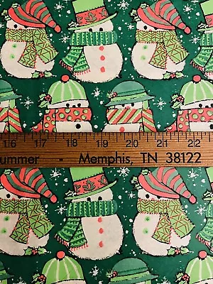 Vtg Christmas Wrapping Paper Gift Wrap 1960 Snowman Scarfs So Cute • $7.46