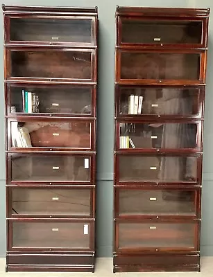 Pair Mahogany Globe Wernicke Barrister Bookcases • £3950