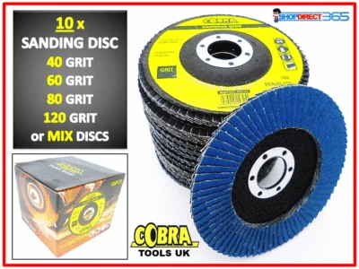 £9.95 • Buy 10 X FLAP GRINDING SANDING DISCS 115mm 4.5  40 60 80 120 GRIT ANGLE WHEEL COBRA