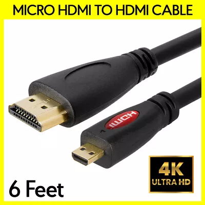 6 Feet Micro HDMI Cable Micro HDMI To HDMI Cord Adapter Tablet Camera TV Monitor • $8.69