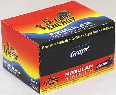 5 Hour Energy Grape Flavor 12 Count Box 1.93 Oz Shots Sugar Free Ship Hr Five • $31.99