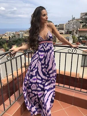 £40 • Buy Matthew Williamson Purple And Pink Maxi Dress With Beading