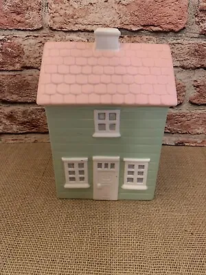 $28.99 • Buy 2010 Pottery Barn Kids Ceramic Doll House Piggy Bank 8.5”  Green Pink