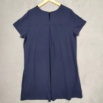 J. Jill Wearever Dress Women XL Blue Navy Shift Jersey Knit Stretch Soft Pleat • $19.98