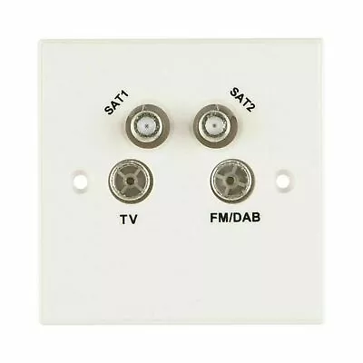 Arlec Quadruplex TV FM/DAB & Satellite Outlet PAL Female TV FM/DAB F-Type SAT • £7.99