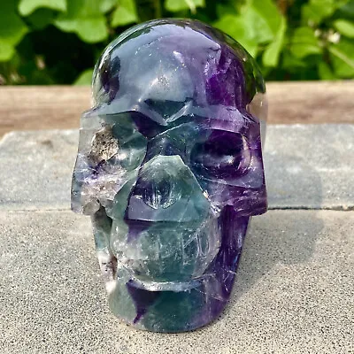 2.12LB Natural Fluorite Skull Quartz Manual Sculpture Crystal Skull Healing. • $18