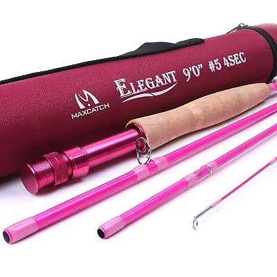 Maxcatch Women's Elegant Pink Fly Fishing Rod 2wt/5wt Medium-Fast With Rod Tube • $47.92