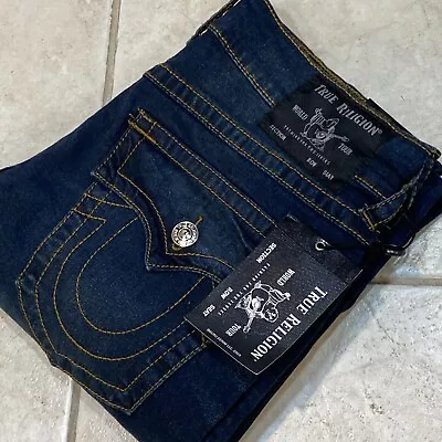 True Religion Ricky Flap Relaxed Thick Stitch Blue Jeans Men’s 36x32 $149    A63 • $99.88