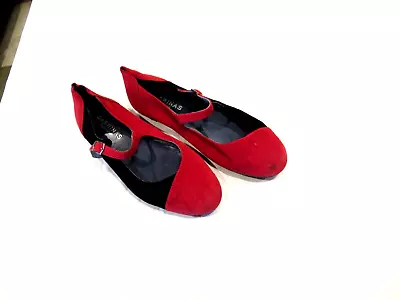 Sabrinas Red And Black Suede Mary Janes Shoes Sz. 41 European • $33