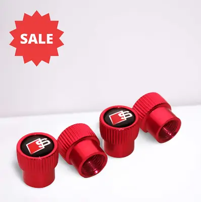 4pcs For Audi Red Wheel Tire Valve Caps Stems Air Caps Roundel Style S Line • $29.39