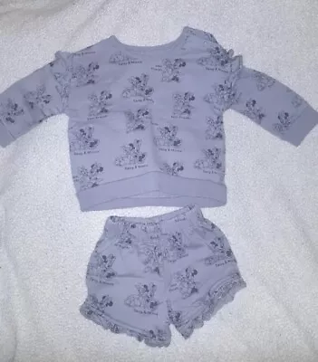 Disney George Baby Girls Two Piece Shorts And Jumper Set 6-9 Months • £4