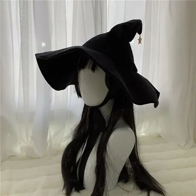 Lolita Wizard Hat Cosplay Witch Hat Black Stage Show Anime Halloween Party Gift • $35.57