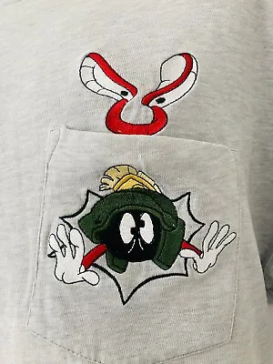 Vintage Looney Tunes Marvin The Martian T-Shirt Warner Bros Studio Store L Grey • £19.99