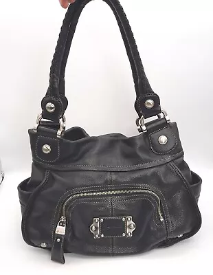 B. Makowsky Black Genuine Soft Pebbled Leather Shoulder Bag Purse Hobo  • $41.39