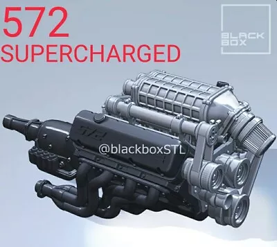 1/24 1/25 Scale Resin 3d Printed Motor Engine 572 Supercharged BlackBox Design  • $20