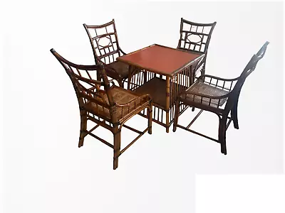 Baker Furniture Milling Road Vintage Chinoiserie Style Bamboo Rattan Dining Set • $2300