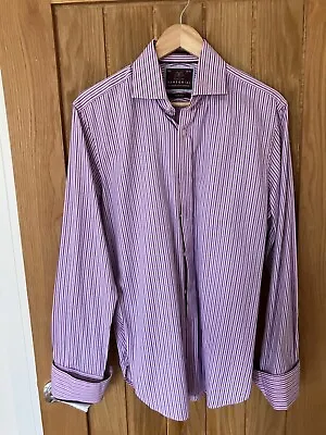 Men's Formal Shirt M&S 'Sartorial' In Pink/blue Stripe Collar 15.5 Chest 39-40 • £10