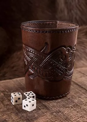 Leather Medieval Dark Brown Dice Shaker Costume Reenactment • £11.99