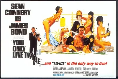 Modern FILM POSTER Postcard: YOU ONLY LIVE TWICE - Sean Connery As James Bond • £3.25