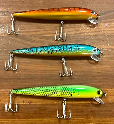 Three (3) 7.5 Inch Muskie Crankbait Lures Blue Red GreenRattle Pike Walleye 1 Oz • $8.99