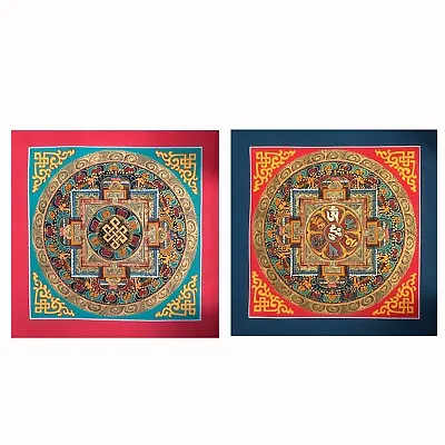 Set Of Infinite Knot And Om Mani Padme Hum Mandala Thangka • $118.50