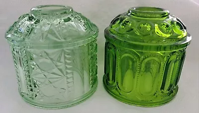 Lot Of 2 Vintage LE Smith Green Glass Fairy Lamp Tops Moon & Stars  • $3.25