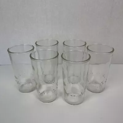 Set Of 6 Vintage Jelly Jar Juice Glasses Clear Glass 4  Decorative Base • $15