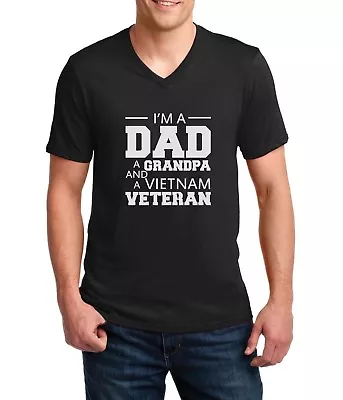 Mens V-neck Dad Grandpa Vietnam Veteran Shirt Veterans Day US Army American Gift • $17.99