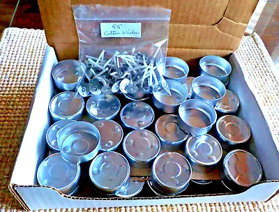 Lot Of 55 Aluminum Tealight Cups & 55 Cotton Tealight Wicks • $6.76