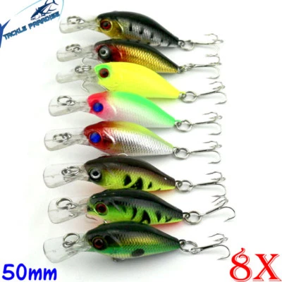 8x 50mm Crank Baits Fishing Lures Shallow Minnow Hardbody Crankbait Bream Cod • $15.95