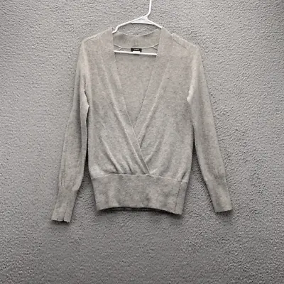 J. Crew Faux Wrap V Neck Sweater S Grey Pullover Wool Cashmere Blend Work Preppy • $19