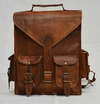 Men Real Goat Leather 15  Laptop Backpack Large Travel Hiking Rucksack  Bag • $99.13
